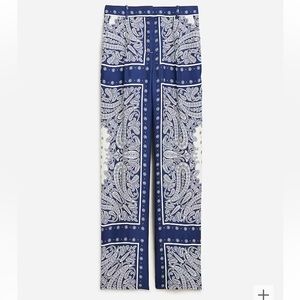 J.Crew Collection straight-leg drapey cupro-blend pant in paisley scarf print.